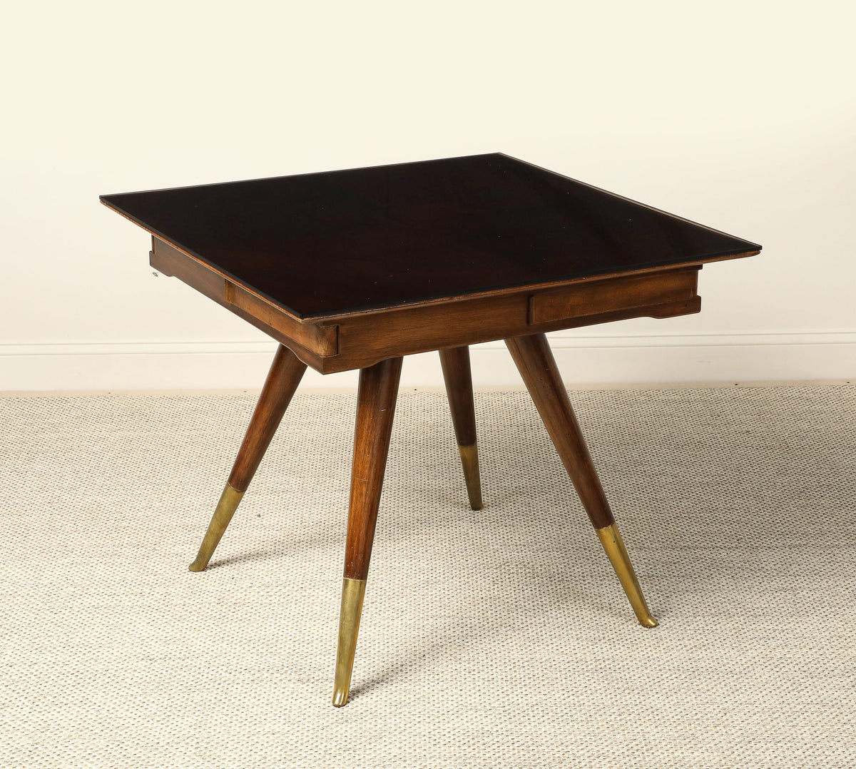 Gio Ponti Attributed Milanese Walnut Game Table with Glass Top, circa 1940