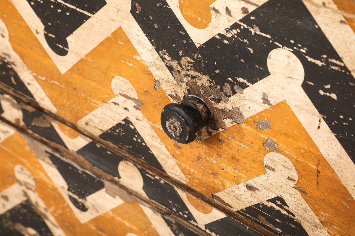 Italian Antique Painted Chevron Two-Drawer Commode, circa 1800