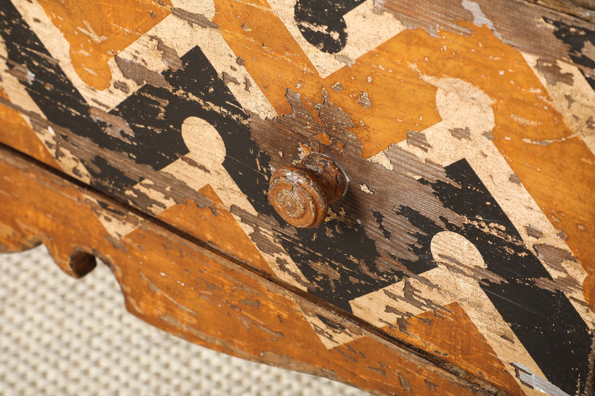 Italian Antique Painted Chevron Two-Drawer Commode, circa 1800