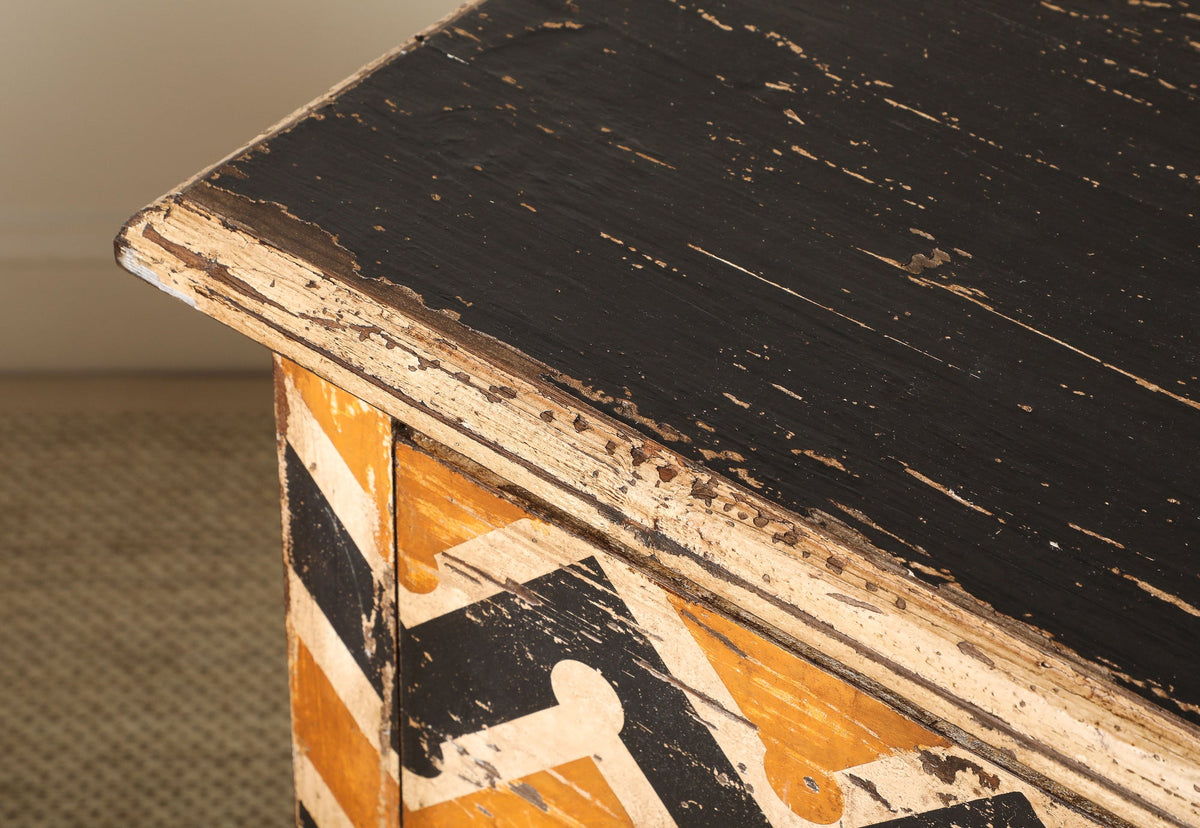 Italian Antique Painted Chevron Two-Drawer Commode, circa 1800