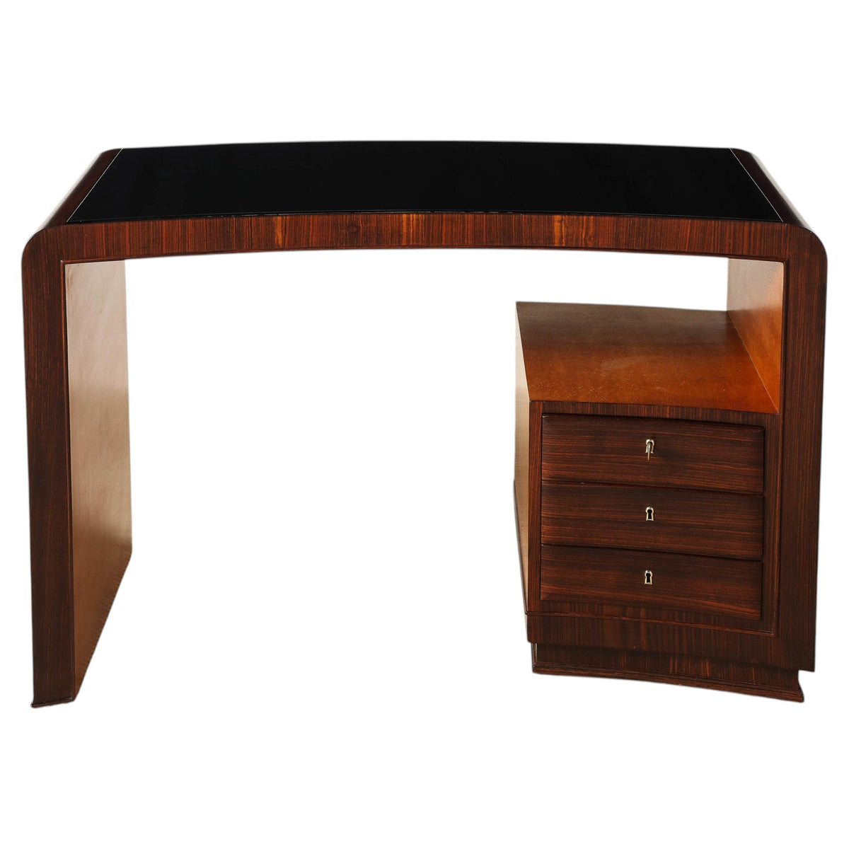 Italian Art Deco Curved Writing Desk, circa 1930