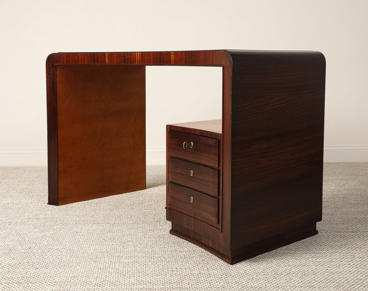 Italian Art Deco Curved Writing Desk, circa 1930