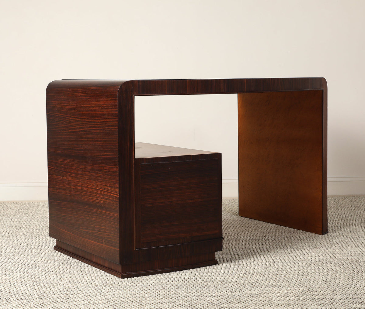 Italian Art Deco Curved Writing Desk, circa 1930