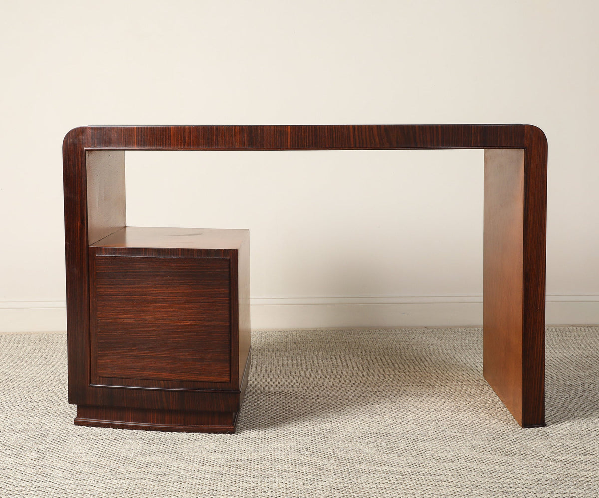 Italian Art Deco Curved Writing Desk, circa 1930