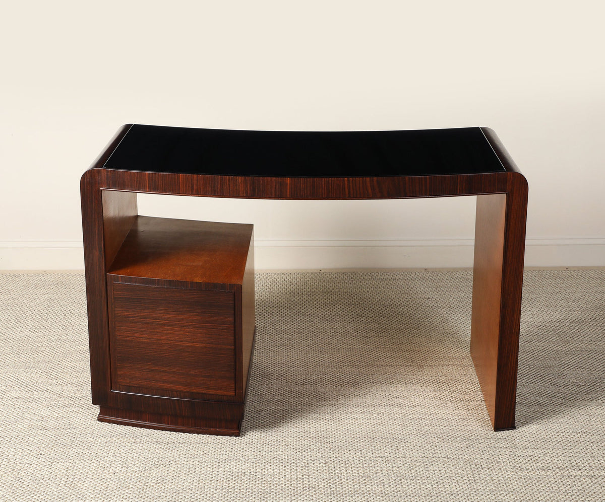 Italian Art Deco Curved Writing Desk, circa 1930