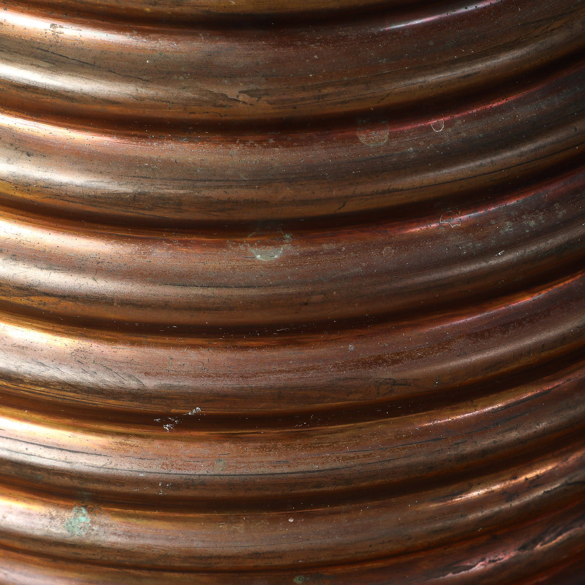 Italian Art Deco Ribbed Copper and Brass Vase, circa 1930