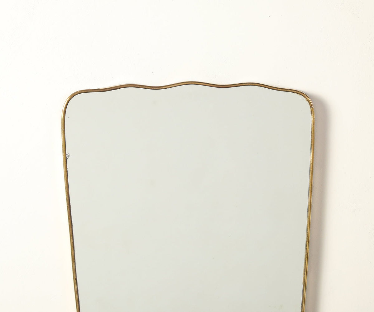 Italian 1940's Brass Framed Wall Mirror, Att. Fontana Arte