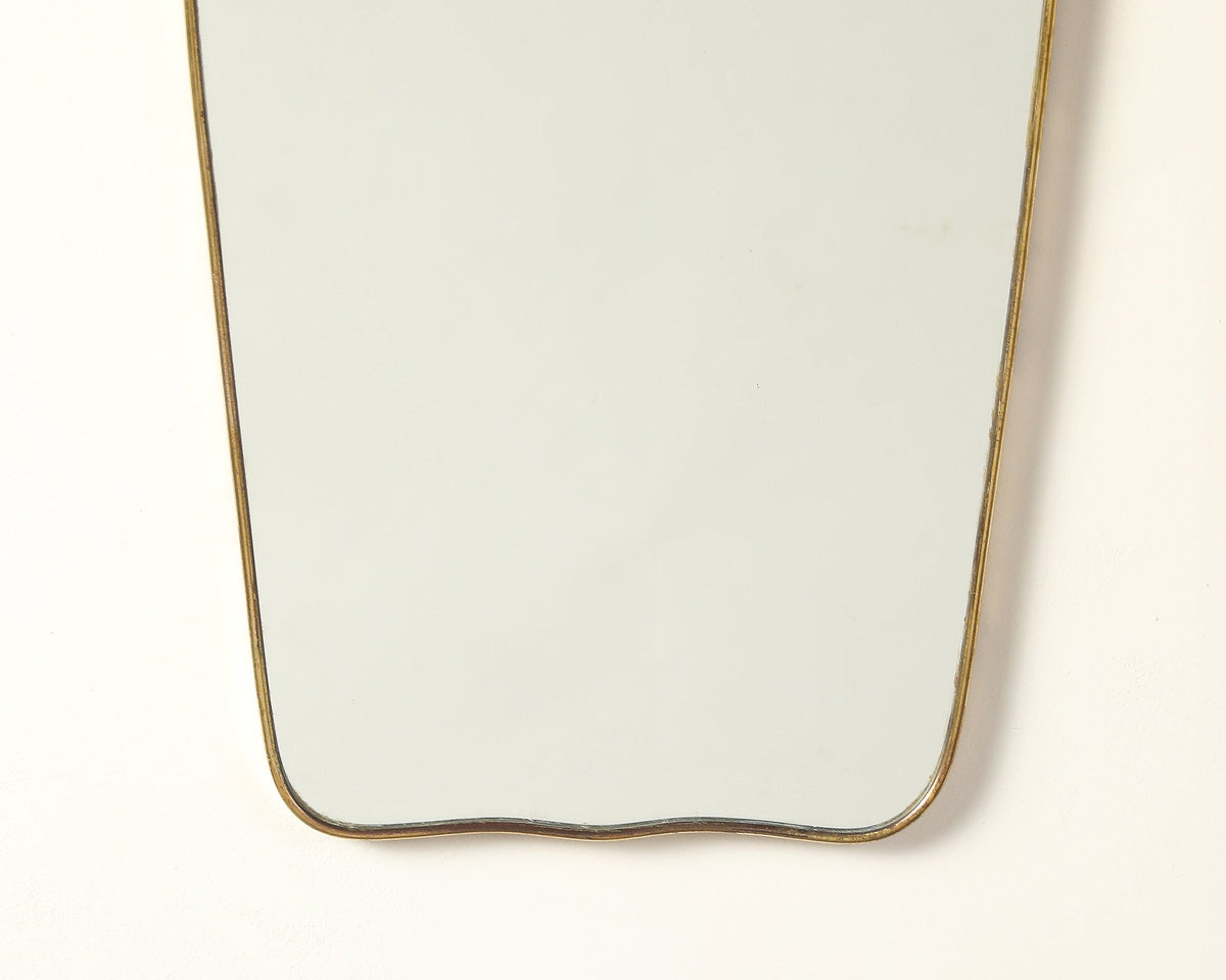 Italian 1940's Brass Framed Wall Mirror, Att. Fontana Arte