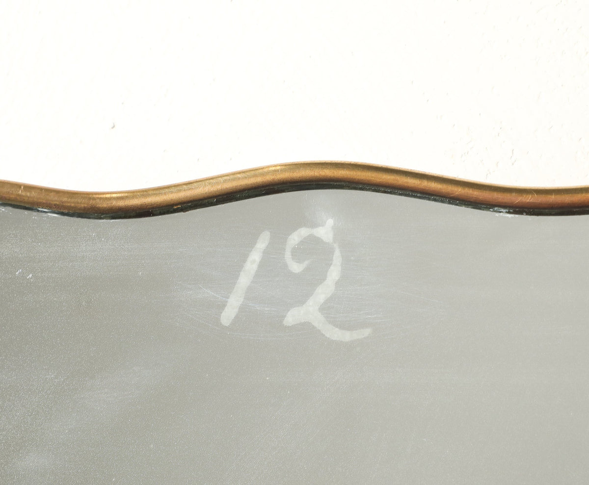 Italian 1940's Brass Framed Wall Mirror, Att. Fontana Arte