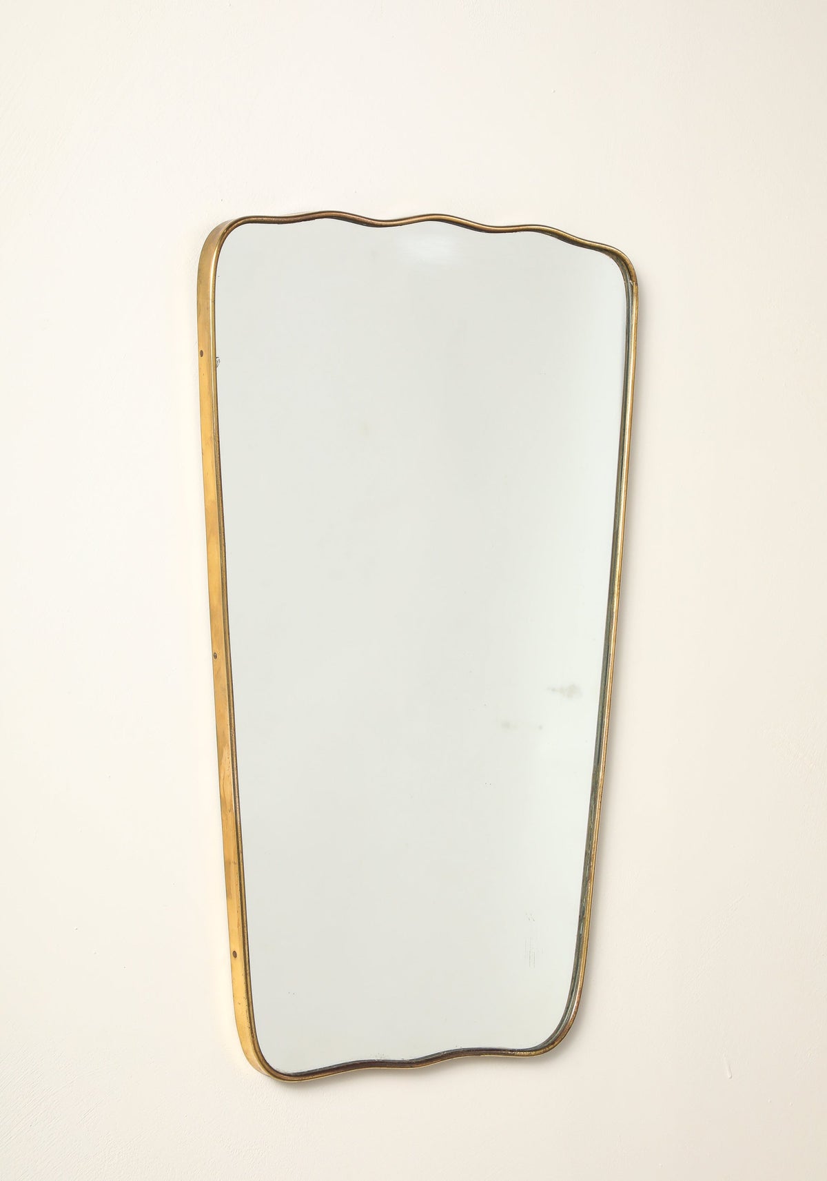 Italian 1940's Brass Framed Wall Mirror, Att. Fontana Arte