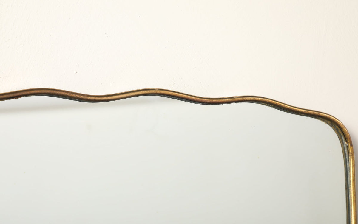 Italian 1940's Brass Framed Wall Mirror, Att. Fontana Arte