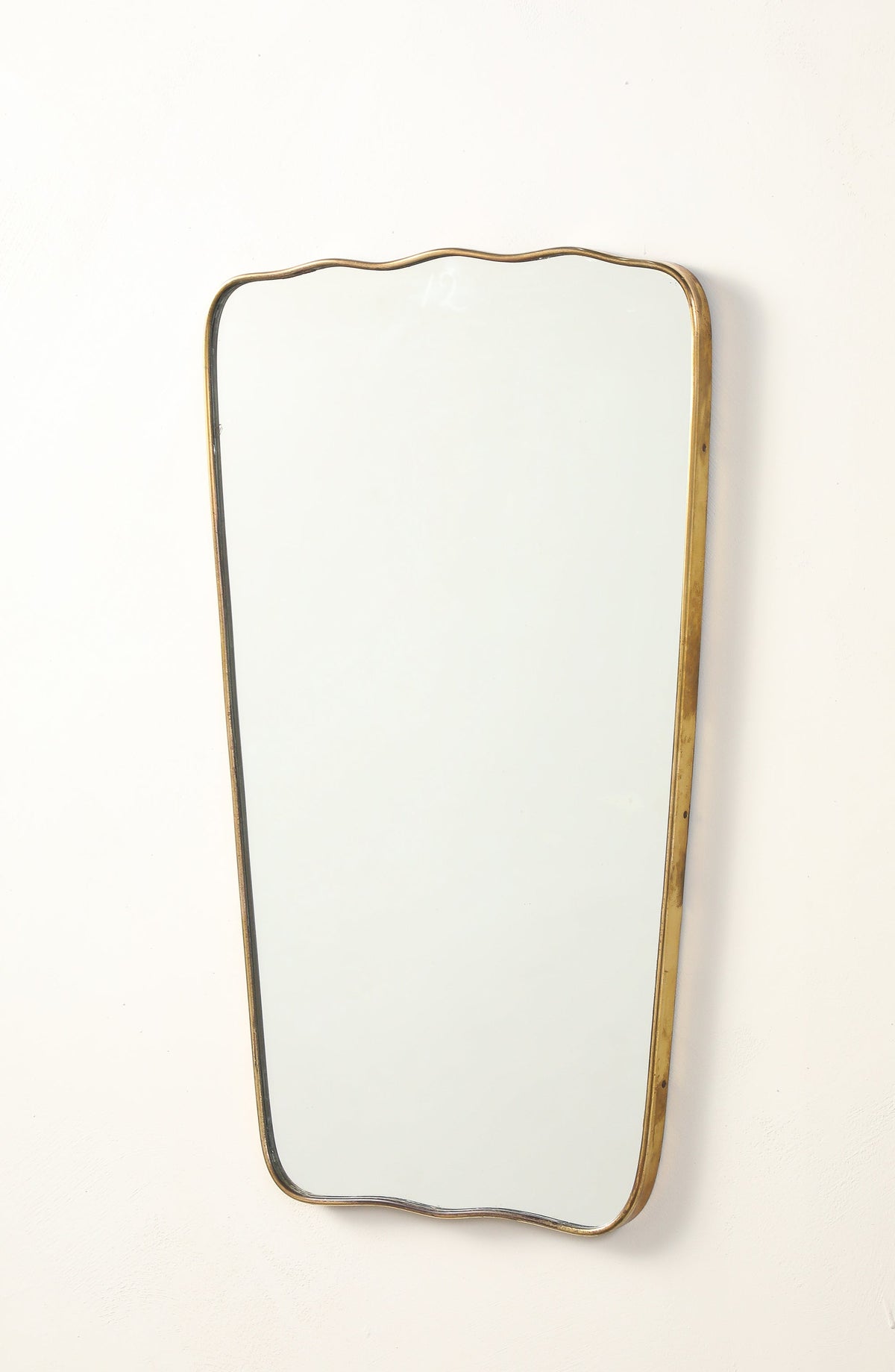 Italian 1940's Brass Framed Wall Mirror, Att. Fontana Arte