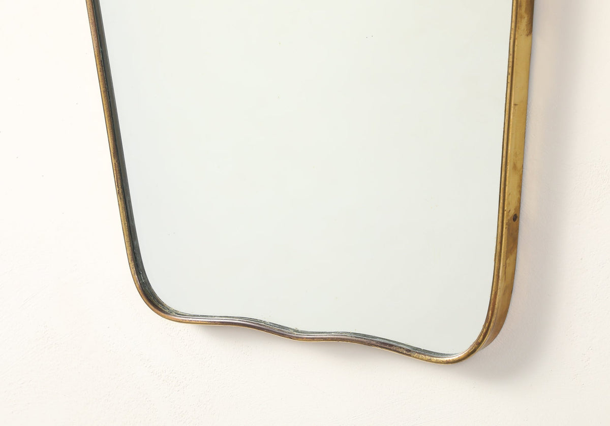 Italian 1940's Brass Framed Wall Mirror, Att. Fontana Arte