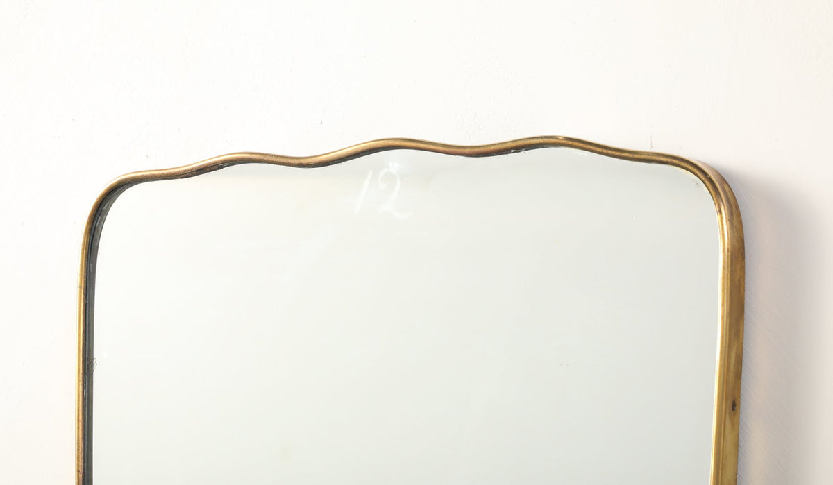 Italian 1940's Brass Framed Wall Mirror, Att. Fontana Arte