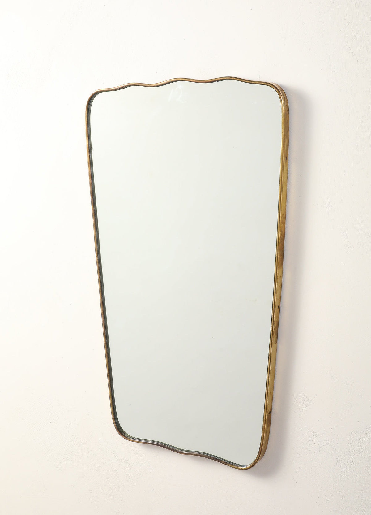 Italian 1940's Brass Framed Wall Mirror, Att. Fontana Arte