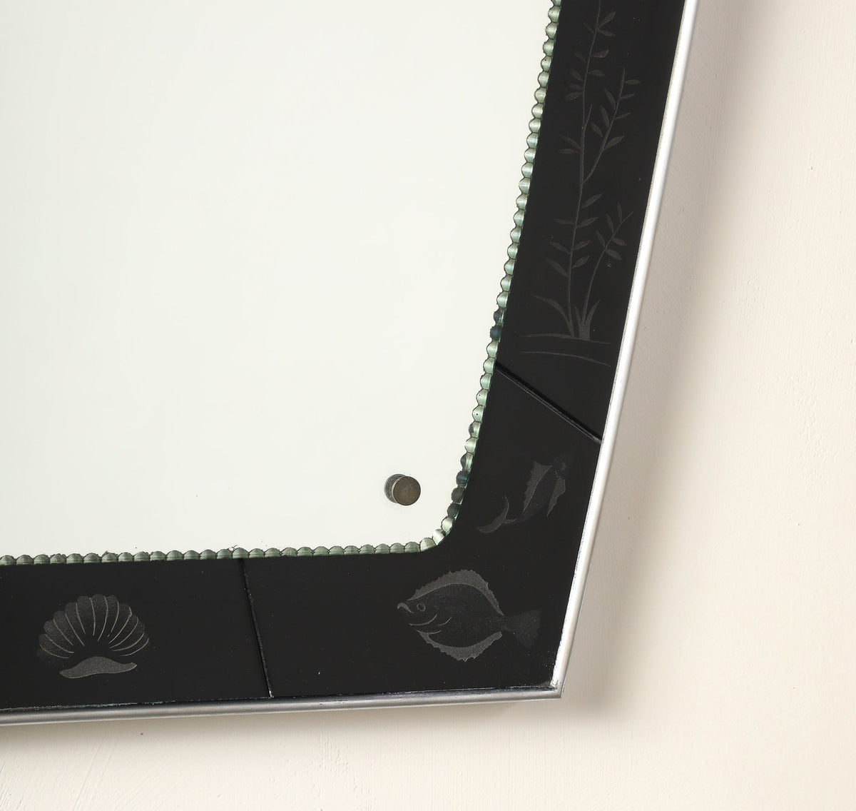 Luigi Brusotti for Fontana Arte 1930's Black Etched Glass Maritime Mirror