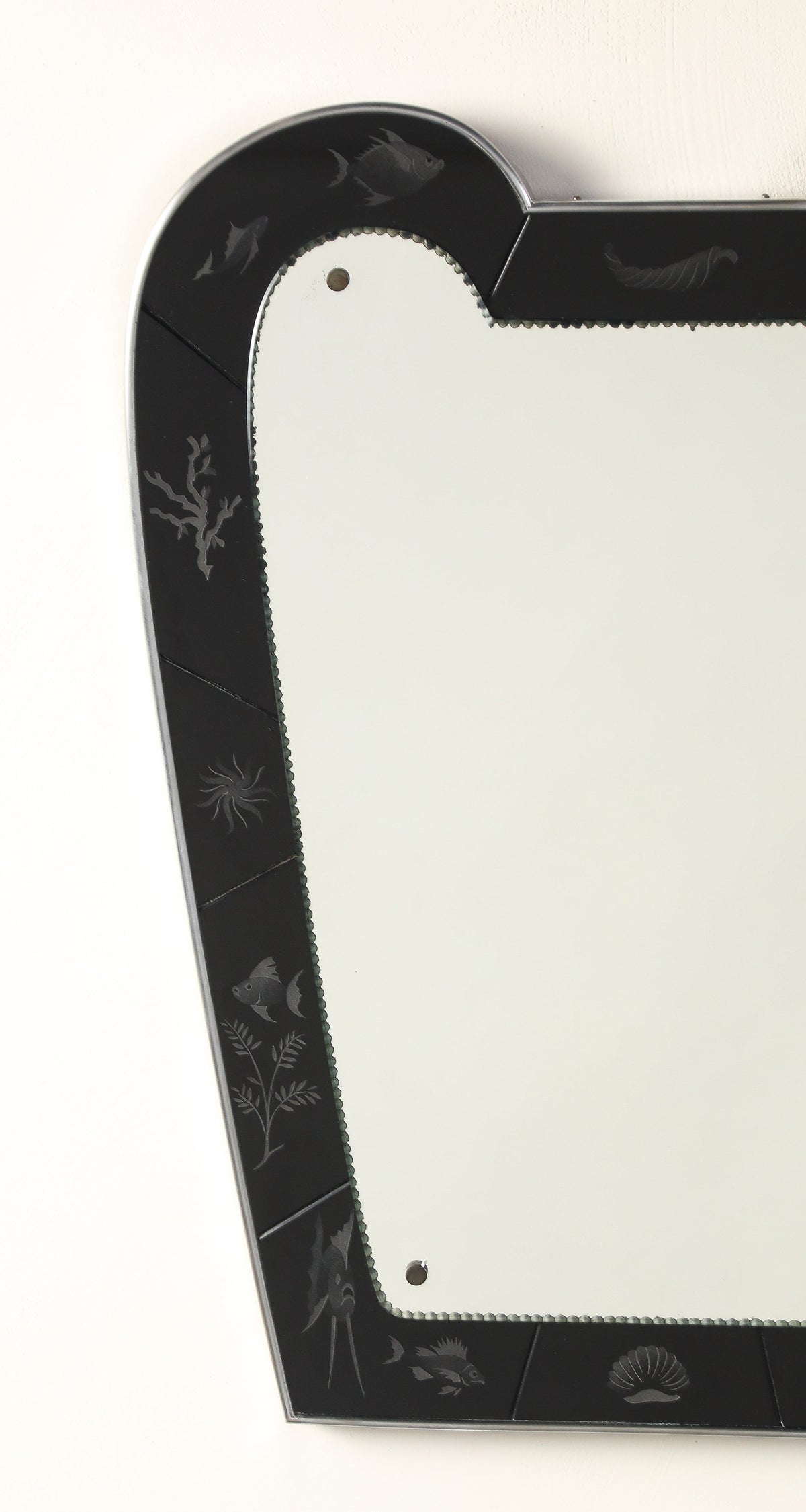 Luigi Brusotti for Fontana Arte 1930's Black Etched Glass Maritime Mirror