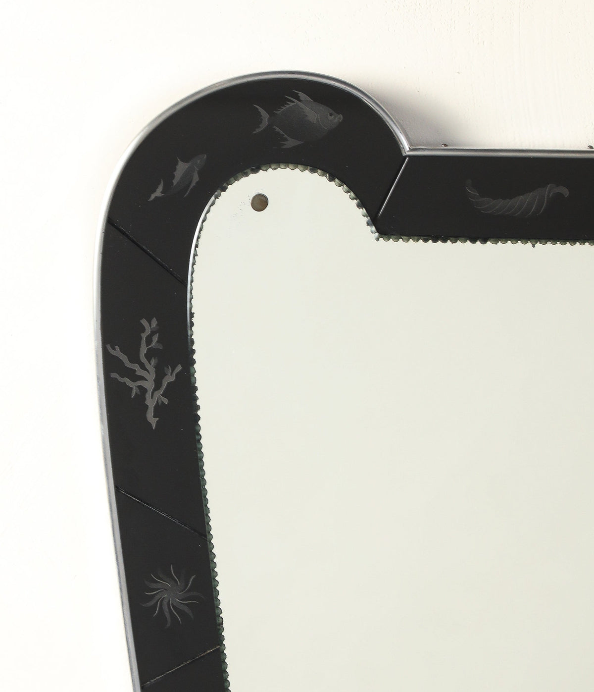 Luigi Brusotti for Fontana Arte 1930's Black Etched Glass Maritime Mirror