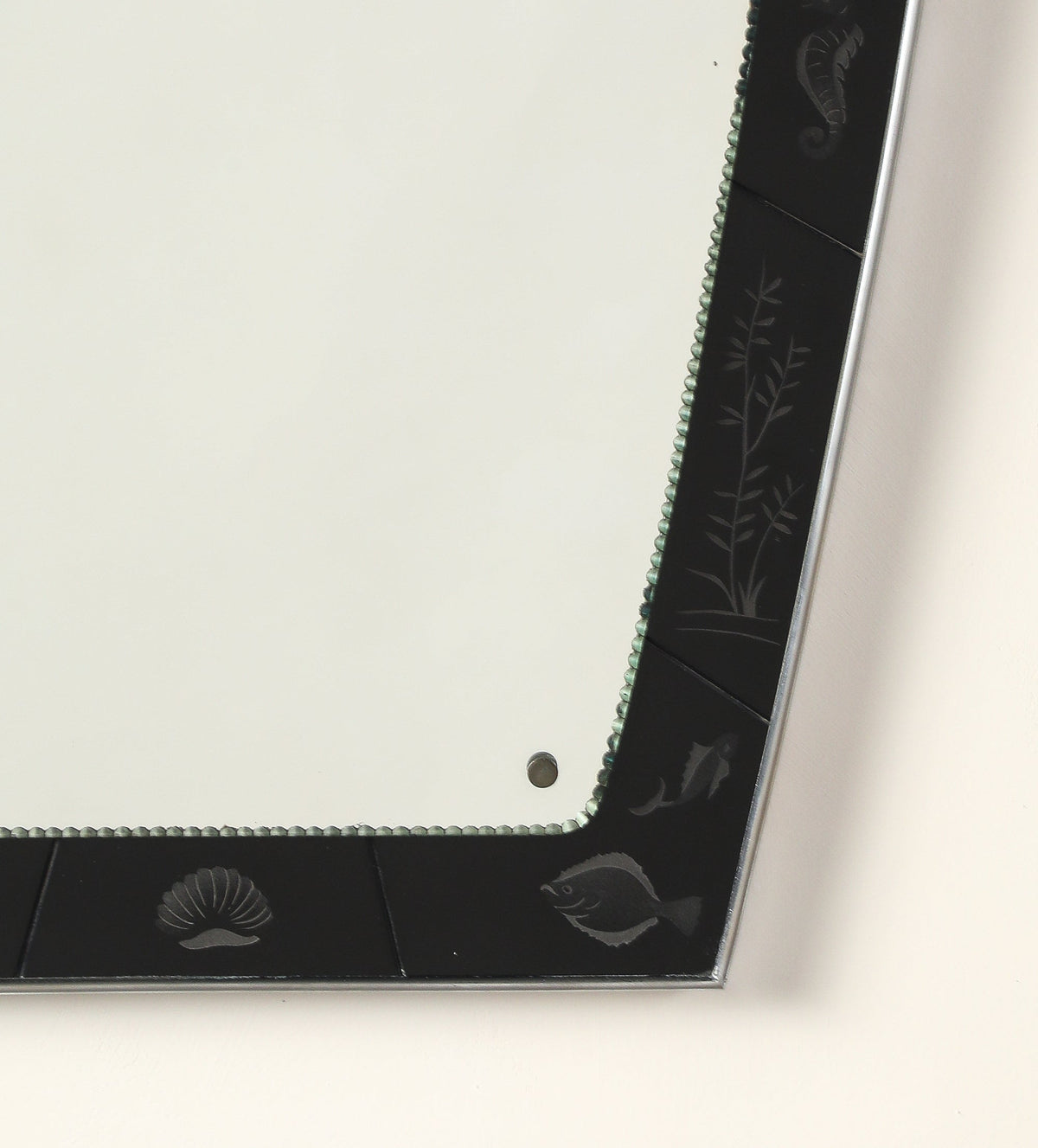 Luigi Brusotti for Fontana Arte 1930's Black Etched Glass Maritime Mirror