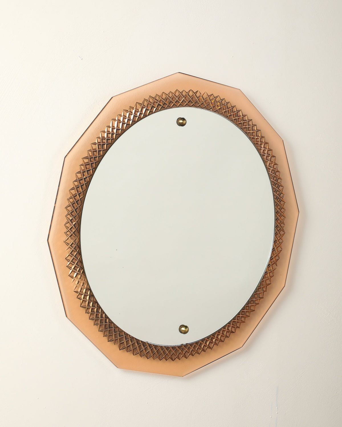 Italian Rose Gold Glass Wall Mirror, circa 1950
