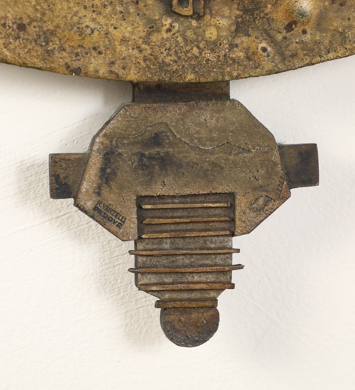 Italian Brutalist Cast Bronze Wall Mirror by Renato Vanzelli, Padova, circa 1970