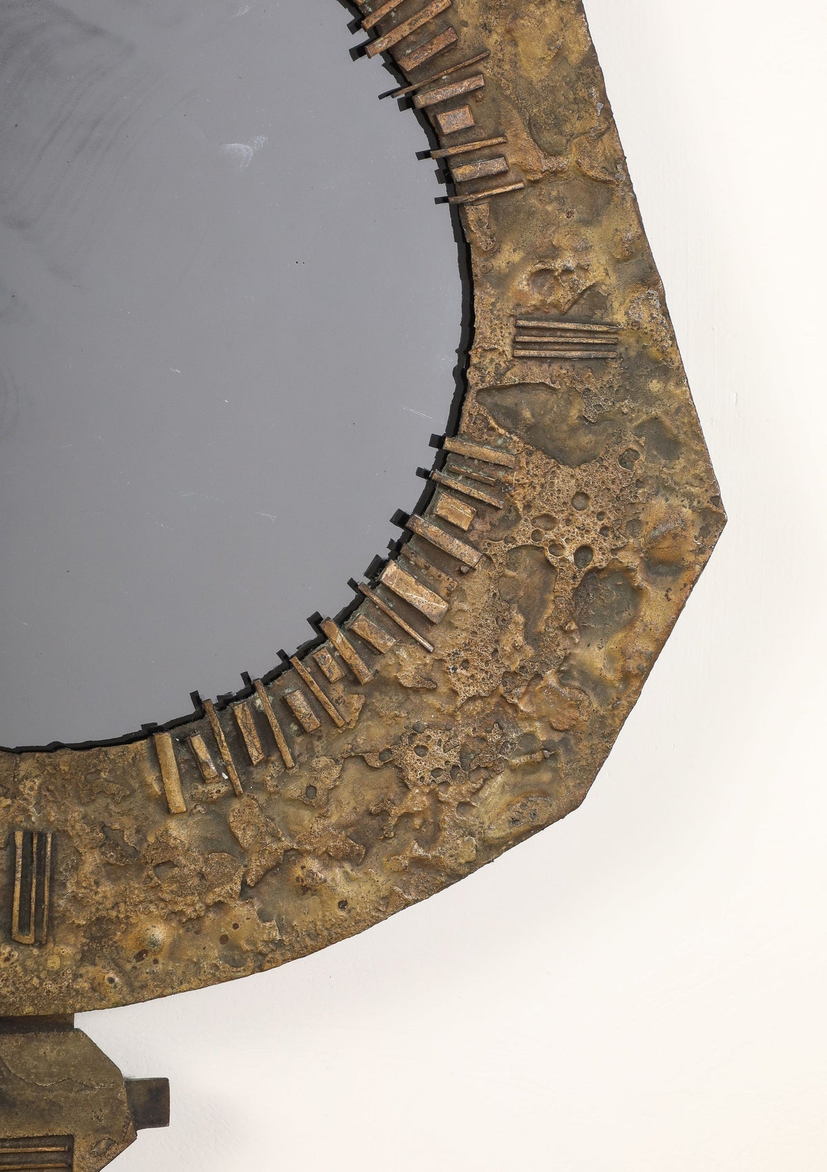 Italian Brutalist Cast Bronze Wall Mirror by Renato Vanzelli, Padova, circa 1970