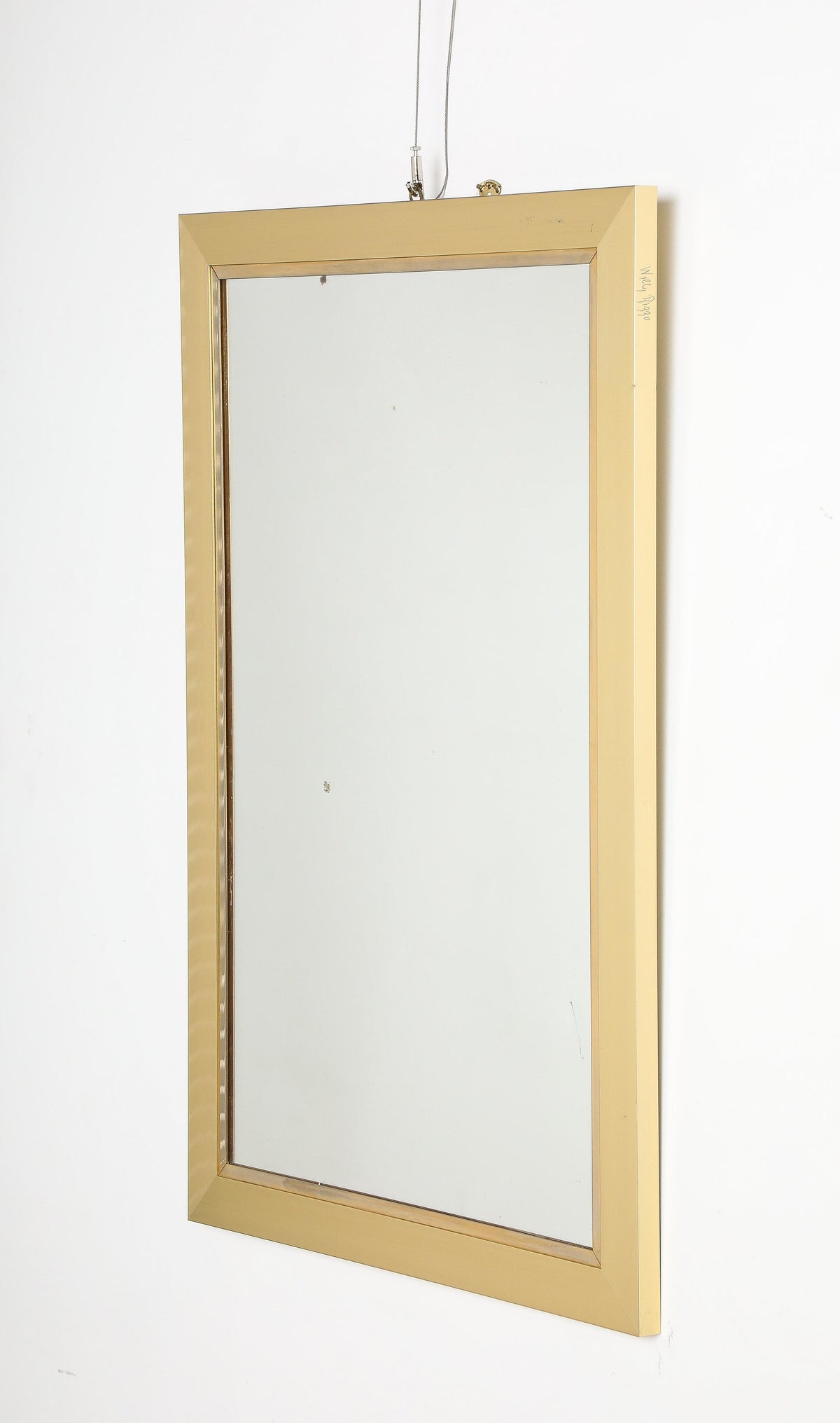 Willy Rizzo Brushed Brass Wall Mirror, Italy, Modern, Circa 1970