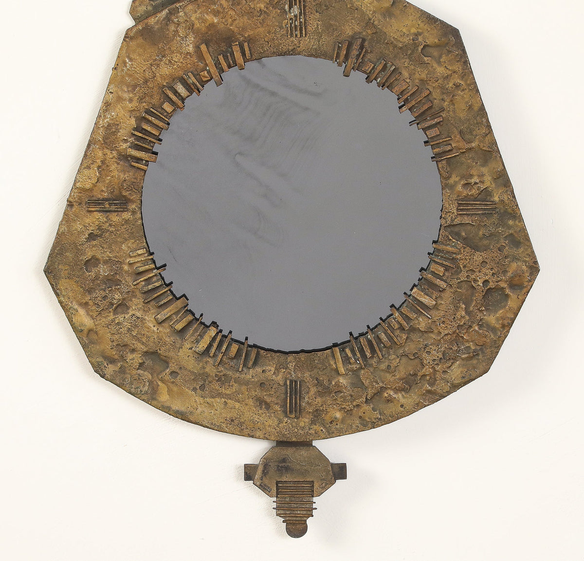 Italian Brutalist Cast Bronze Wall Mirror by Renato Vanzelli, Padova, circa 1970
