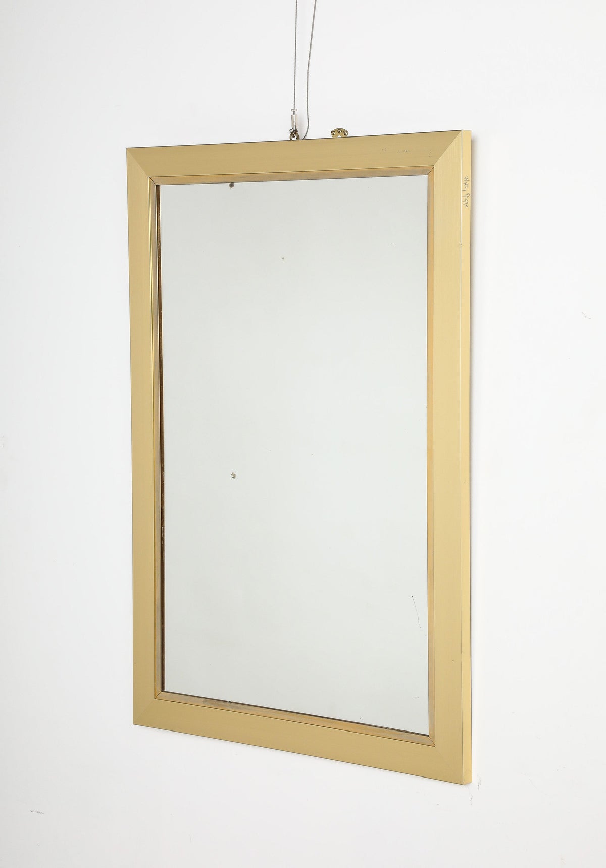 Willy Rizzo Brushed Brass Wall Mirror, Italy, Modern, Circa 1970