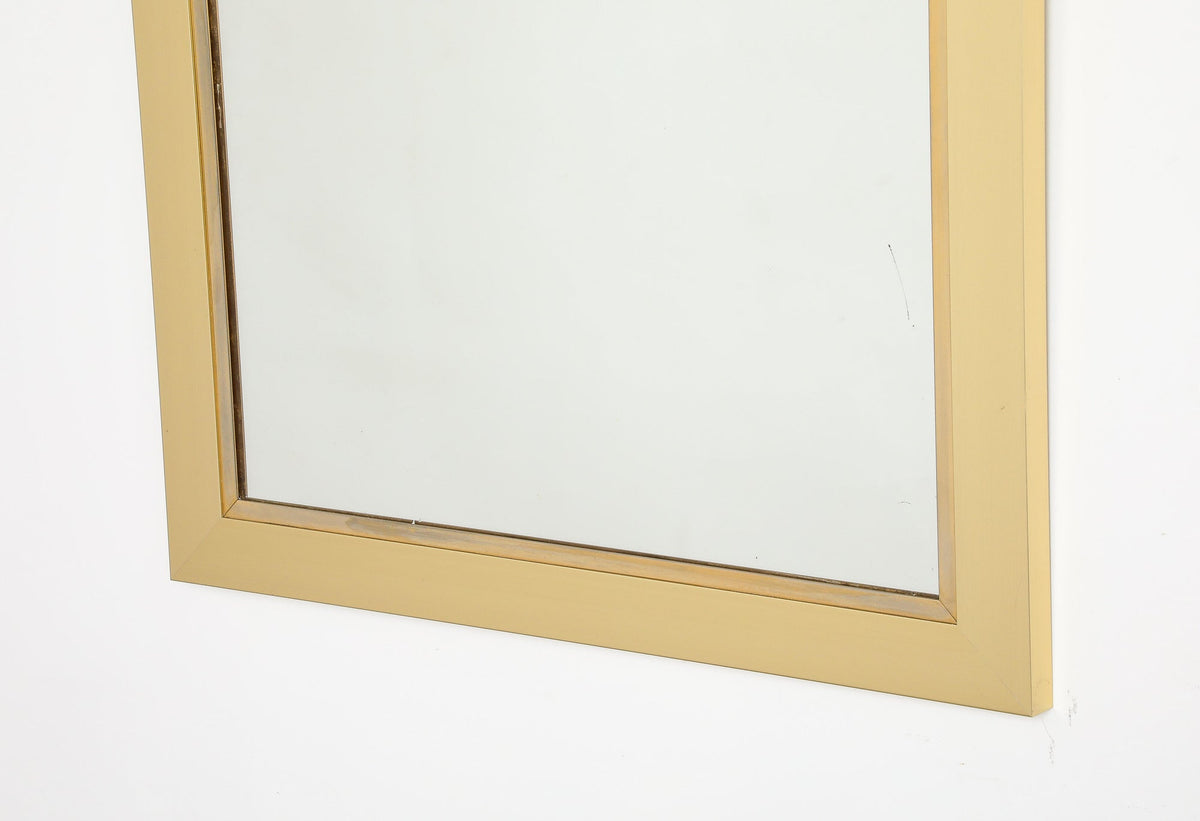 Willy Rizzo Brushed Brass Wall Mirror, Italy, Modern, Circa 1970