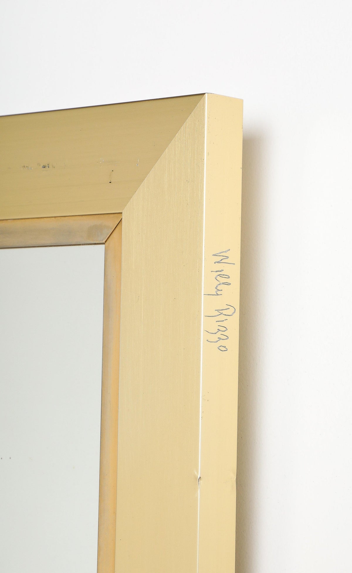 Willy Rizzo Brushed Brass Wall Mirror, Italy, Modern, Circa 1970