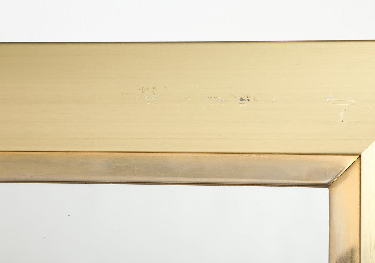 Willy Rizzo Brushed Brass Wall Mirror, Italy, Modern, Circa 1970