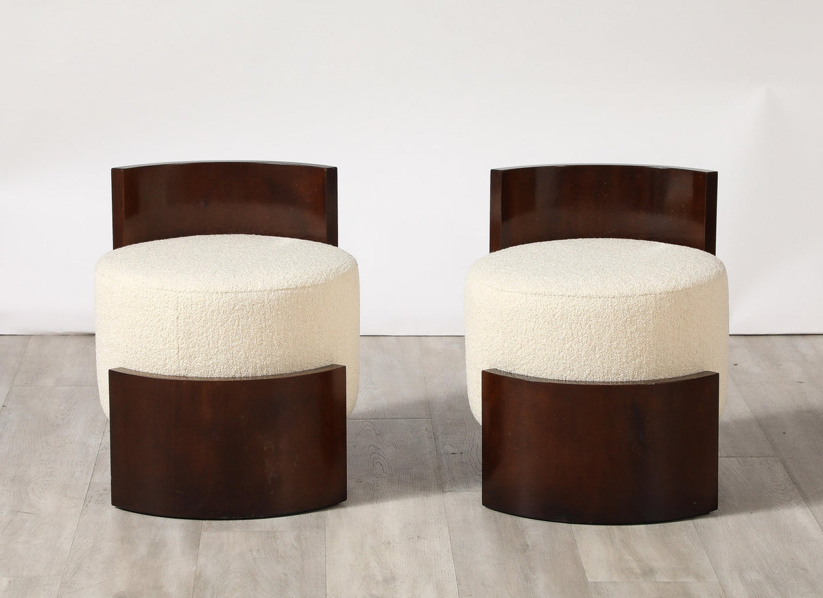 Giancarlo Palanti Italian Art Deco Mahogany Stool, High Backrest, 1930