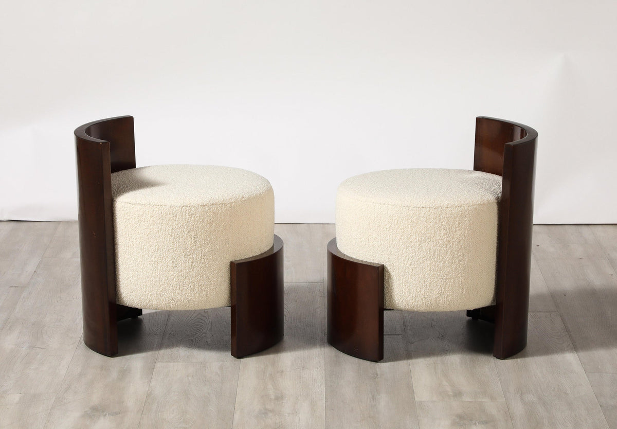 Giancarlo Palanti Italian Art Deco Mahogany Stool, High Backrest, 1930