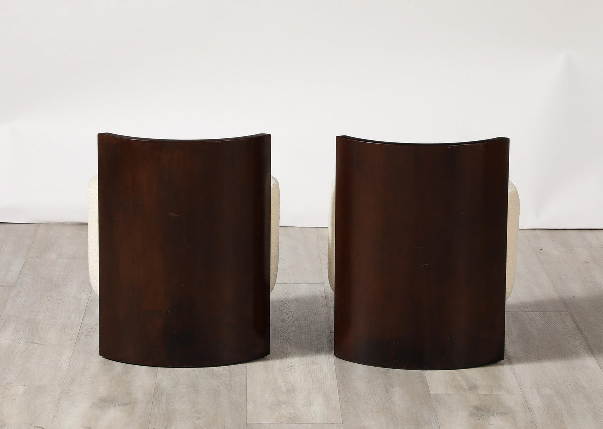 Giancarlo Palanti Italian Art Deco Mahogany Stool, High Backrest, 1930