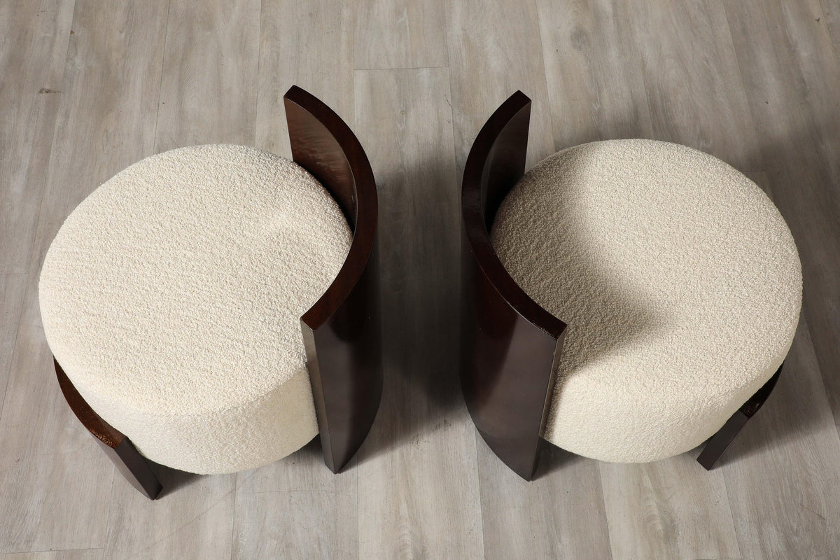 Giancarlo Palanti Italian Art Deco Mahogany Stool, High Backrest, 1930