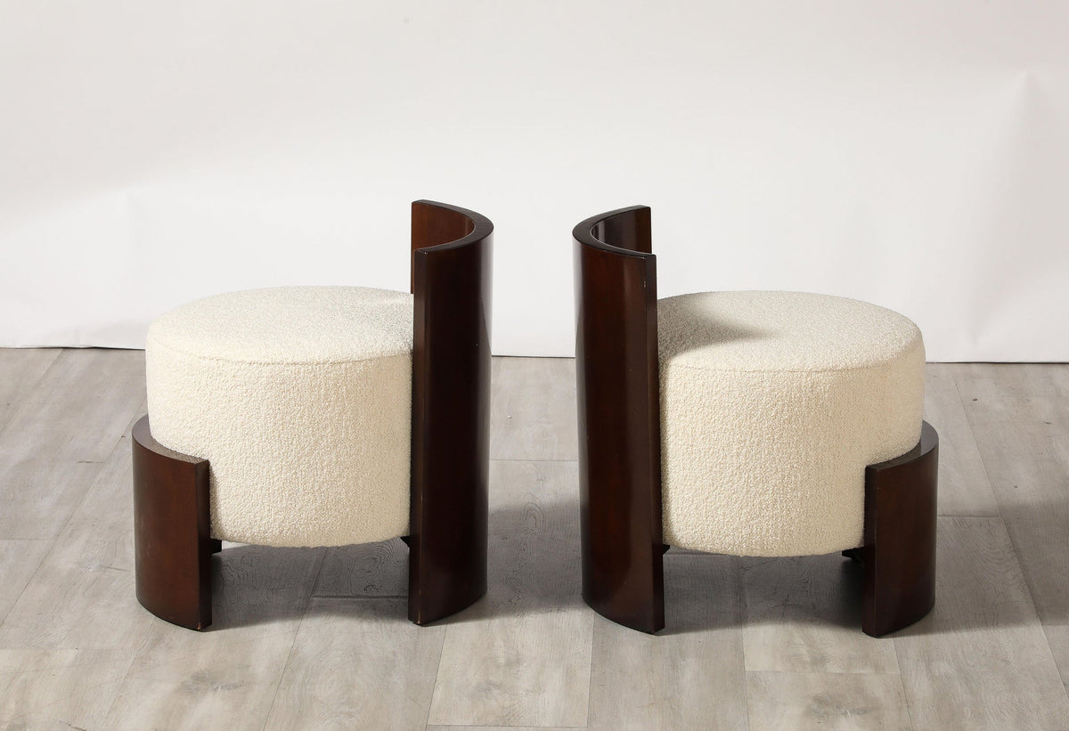 Giancarlo Palanti Italian Art Deco Mahogany Stool, High Backrest, 1930