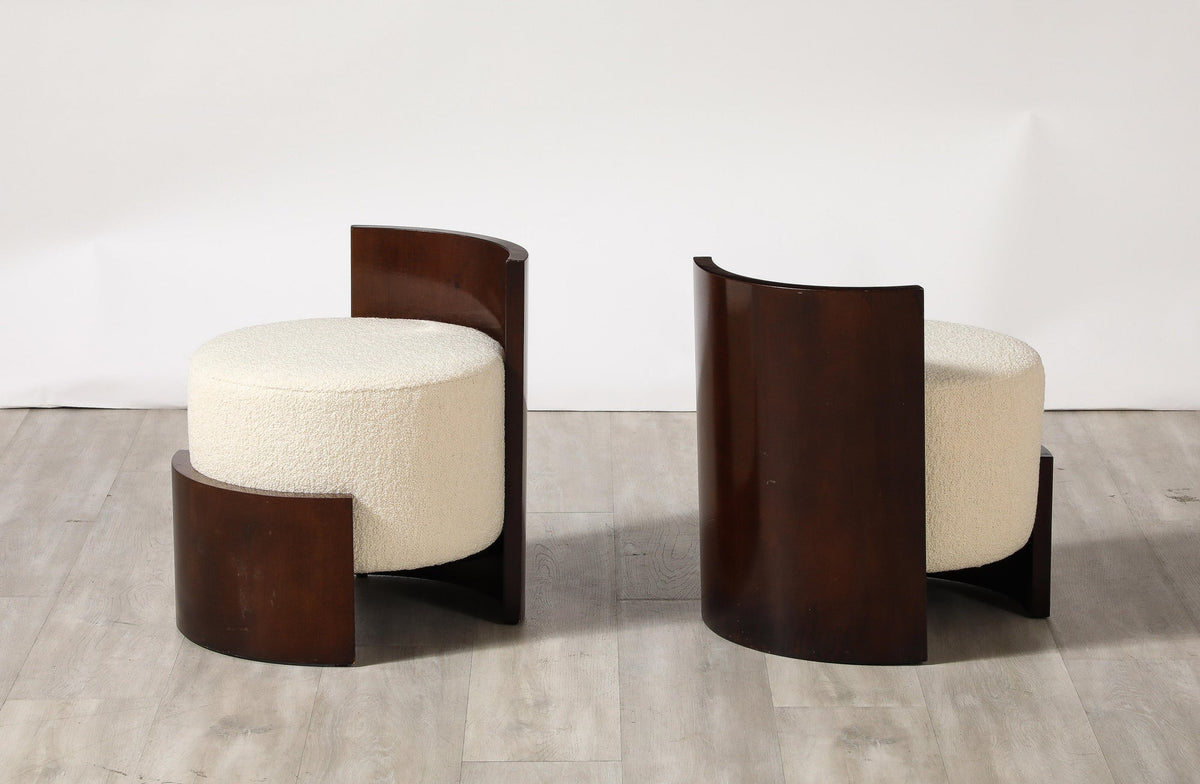 Giancarlo Palanti Italian Art Deco Mahogany Stool, High Backrest, 1930
