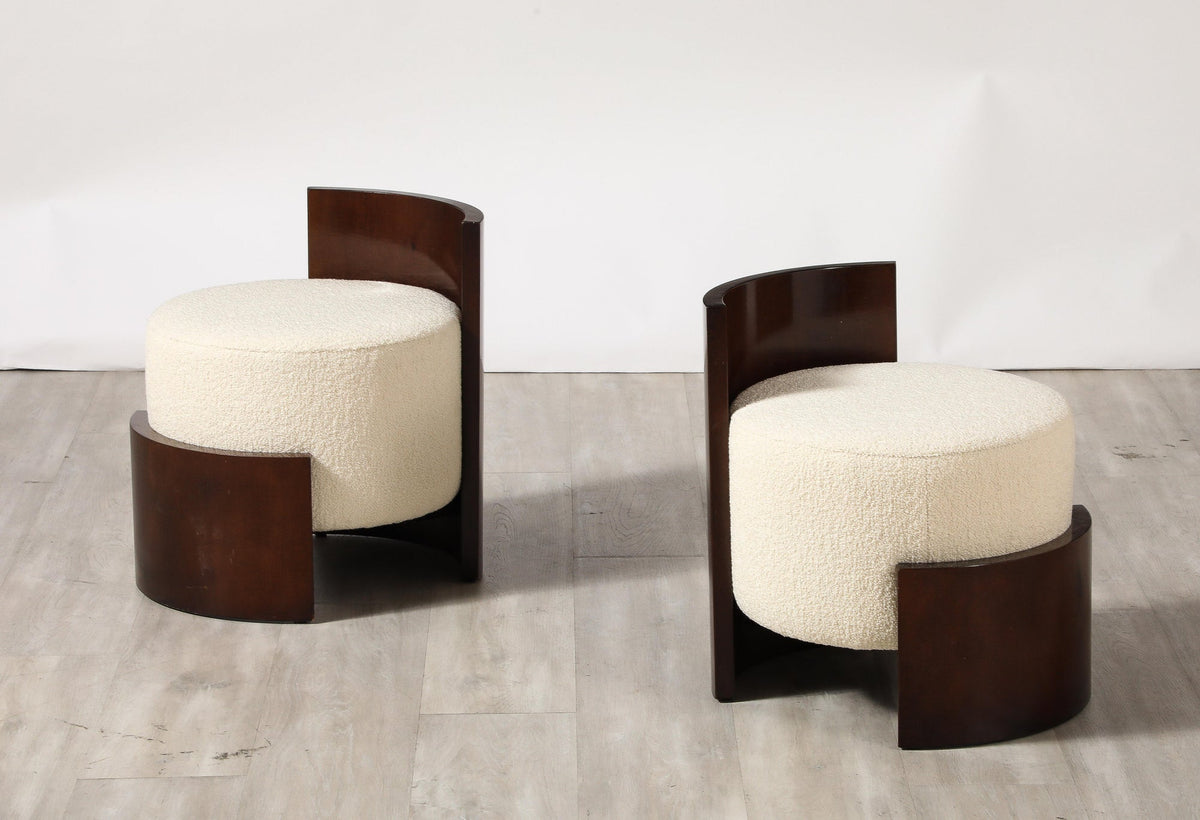 Giancarlo Palanti Italian Art Deco Mahogany Stool, High Backrest, 1930