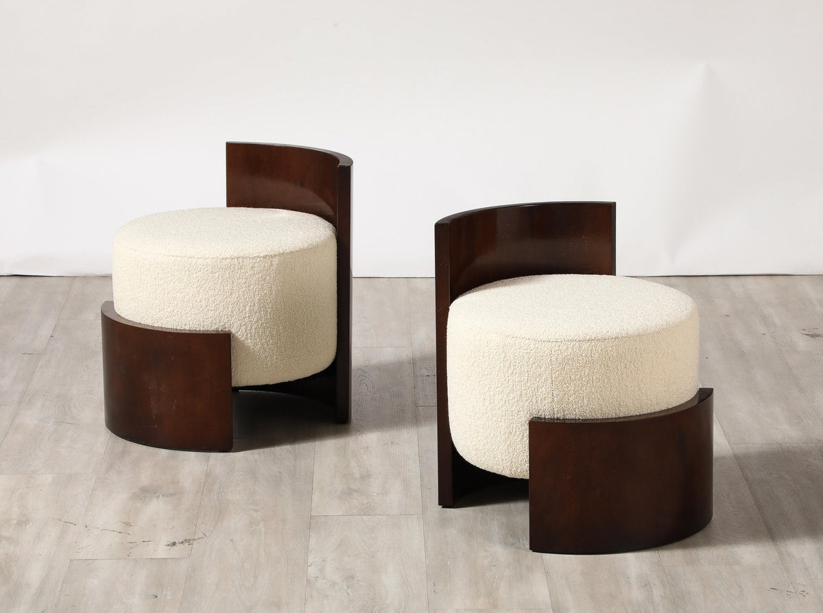 Giancarlo Palanti Italian Art Deco Mahogany Stool, High Backrest, 1930