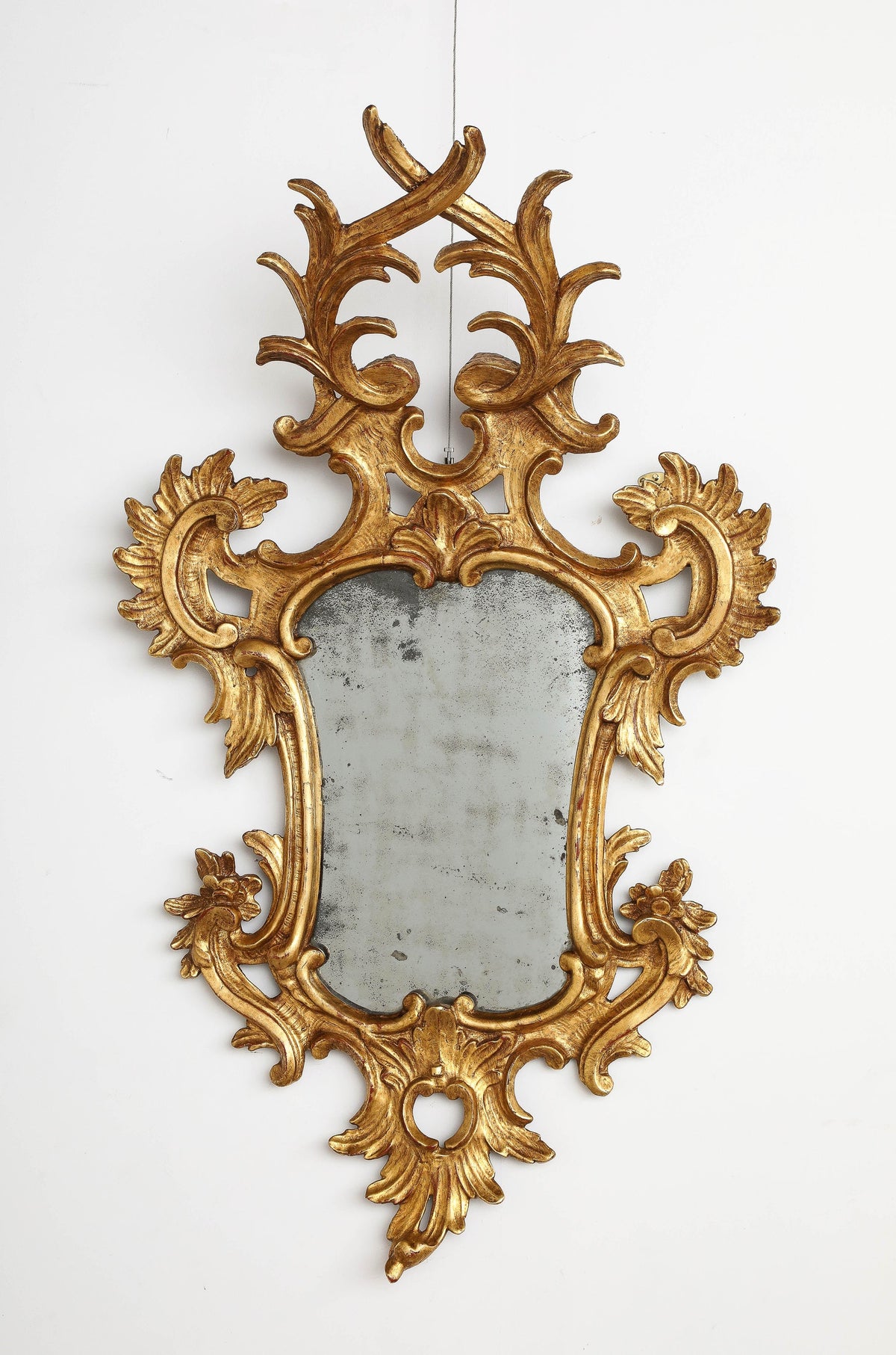 Pair of Italian Eighteenth Century Rococo Carved and Gilded Wood Mirrors