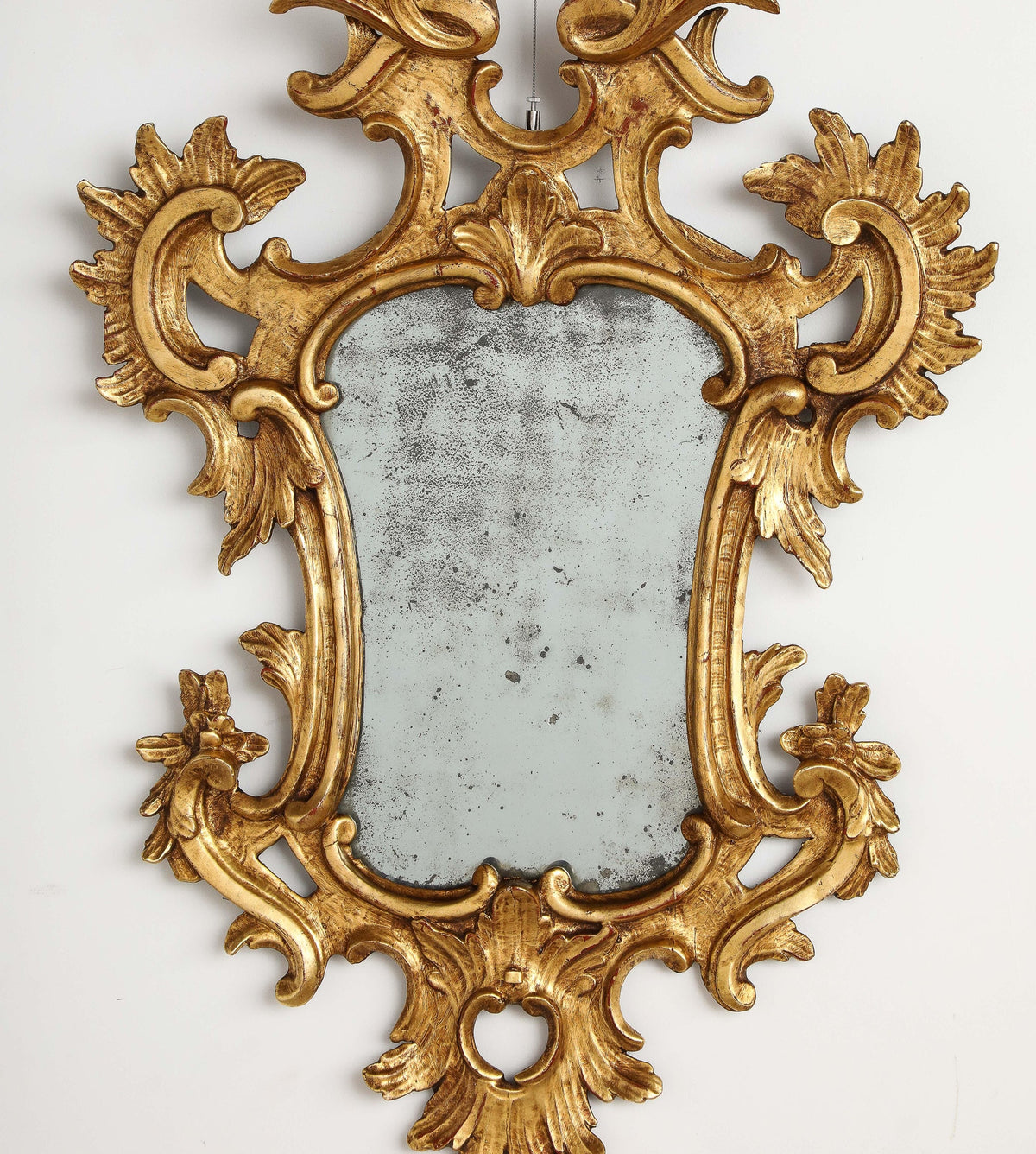 Pair of Italian Eighteenth Century Rococo Carved and Gilded Wood Mirrors