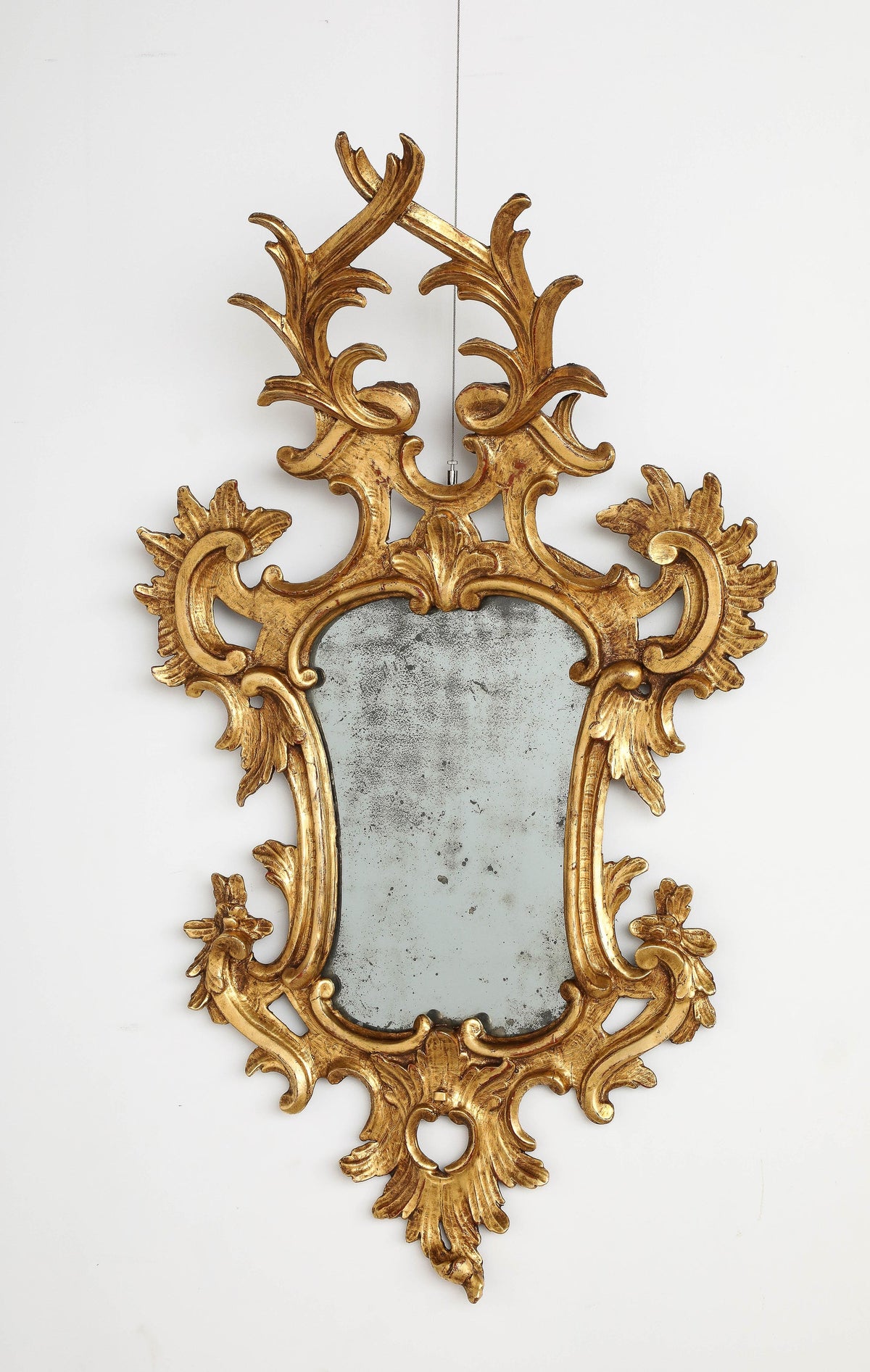 Pair of Italian Eighteenth Century Rococo Carved and Gilded Wood Mirrors