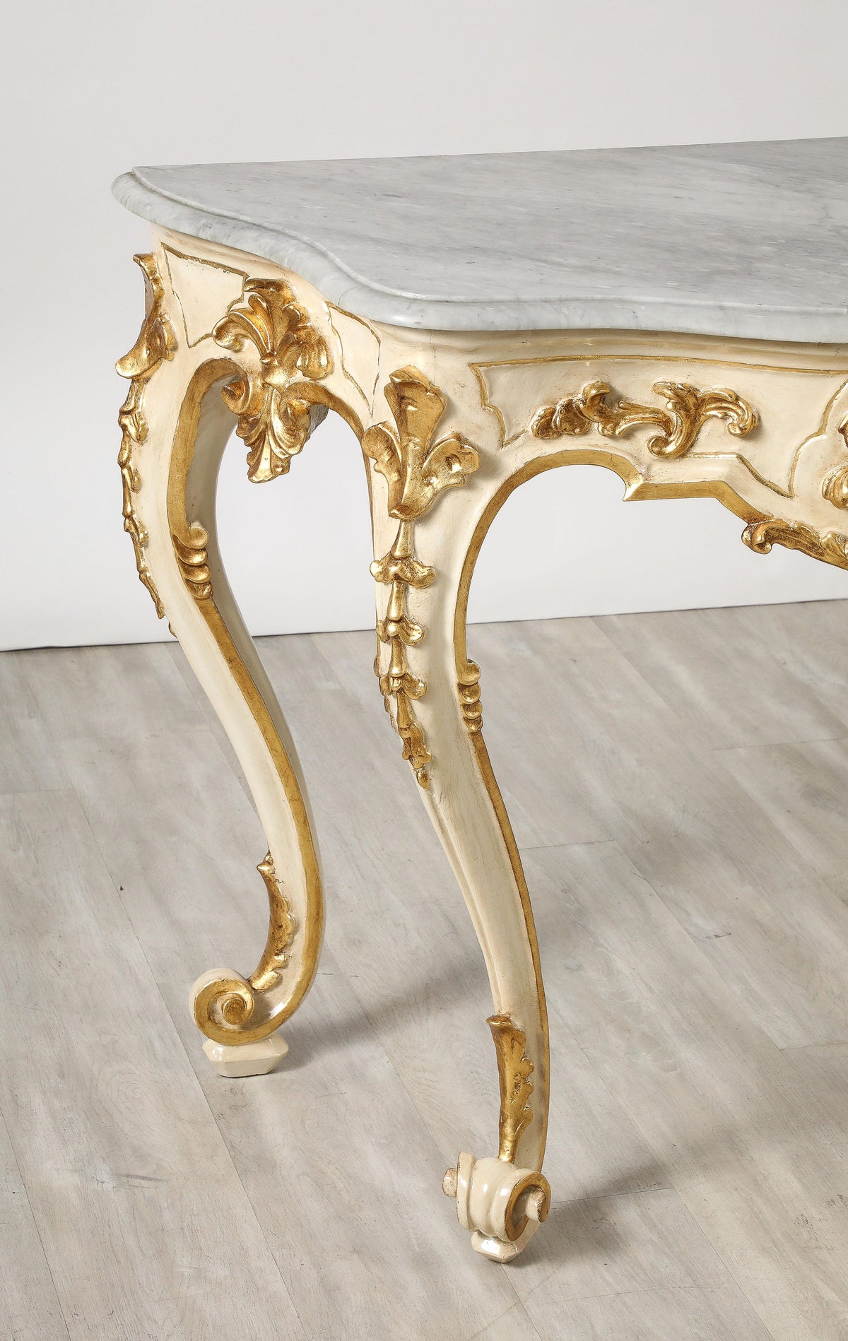 Italian Rococo Carved and Gilded Console with Marble Top, circa 1750