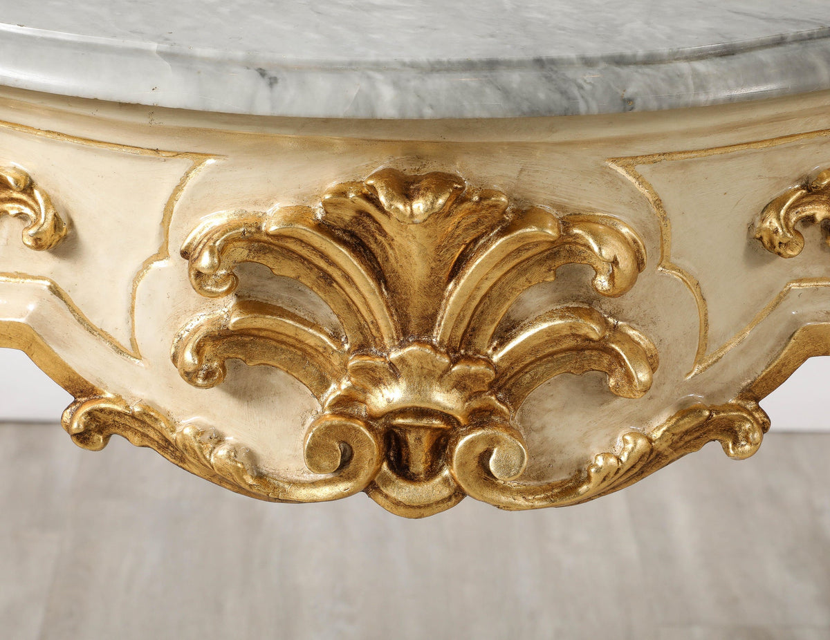 Italian Rococo Carved and Gilded Console with Marble Top, circa 1750