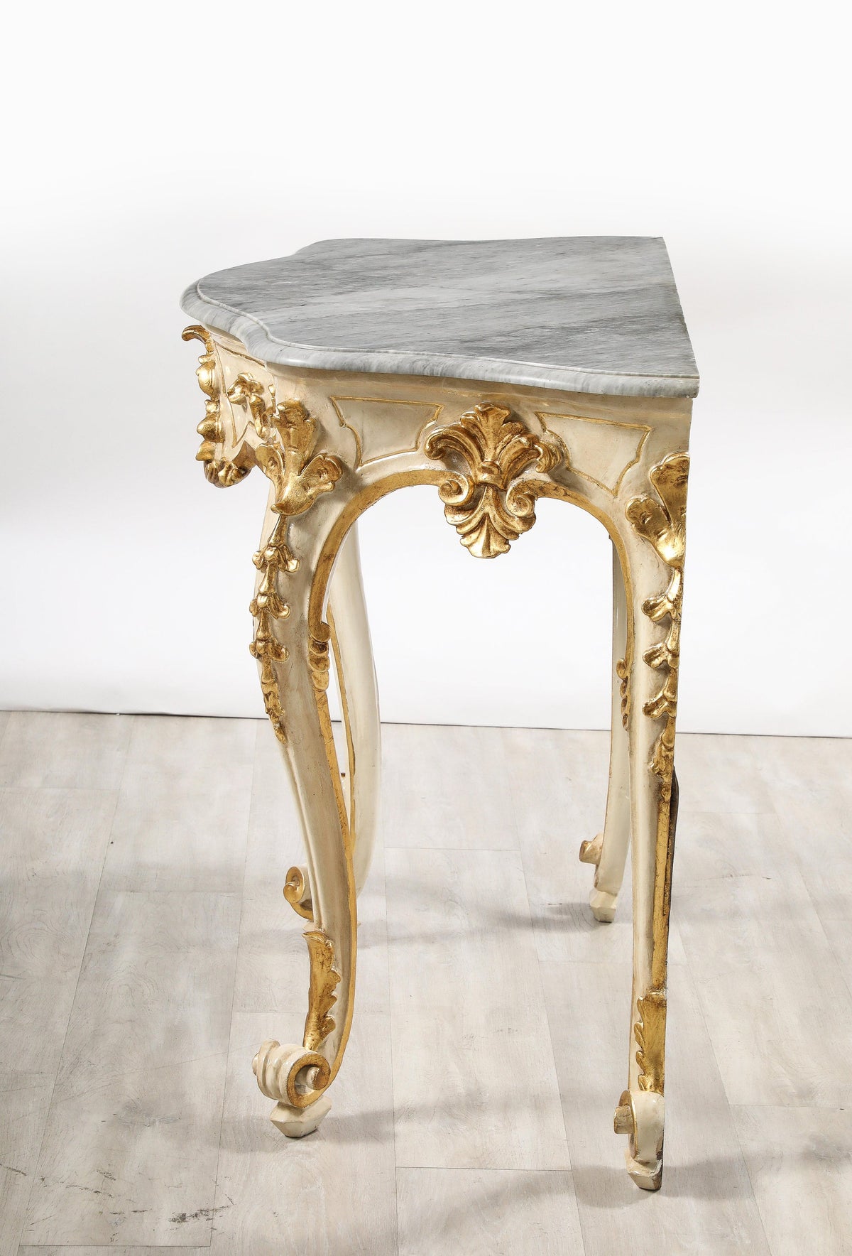 Italian Rococo Carved and Gilded Console with Marble Top, circa 1750
