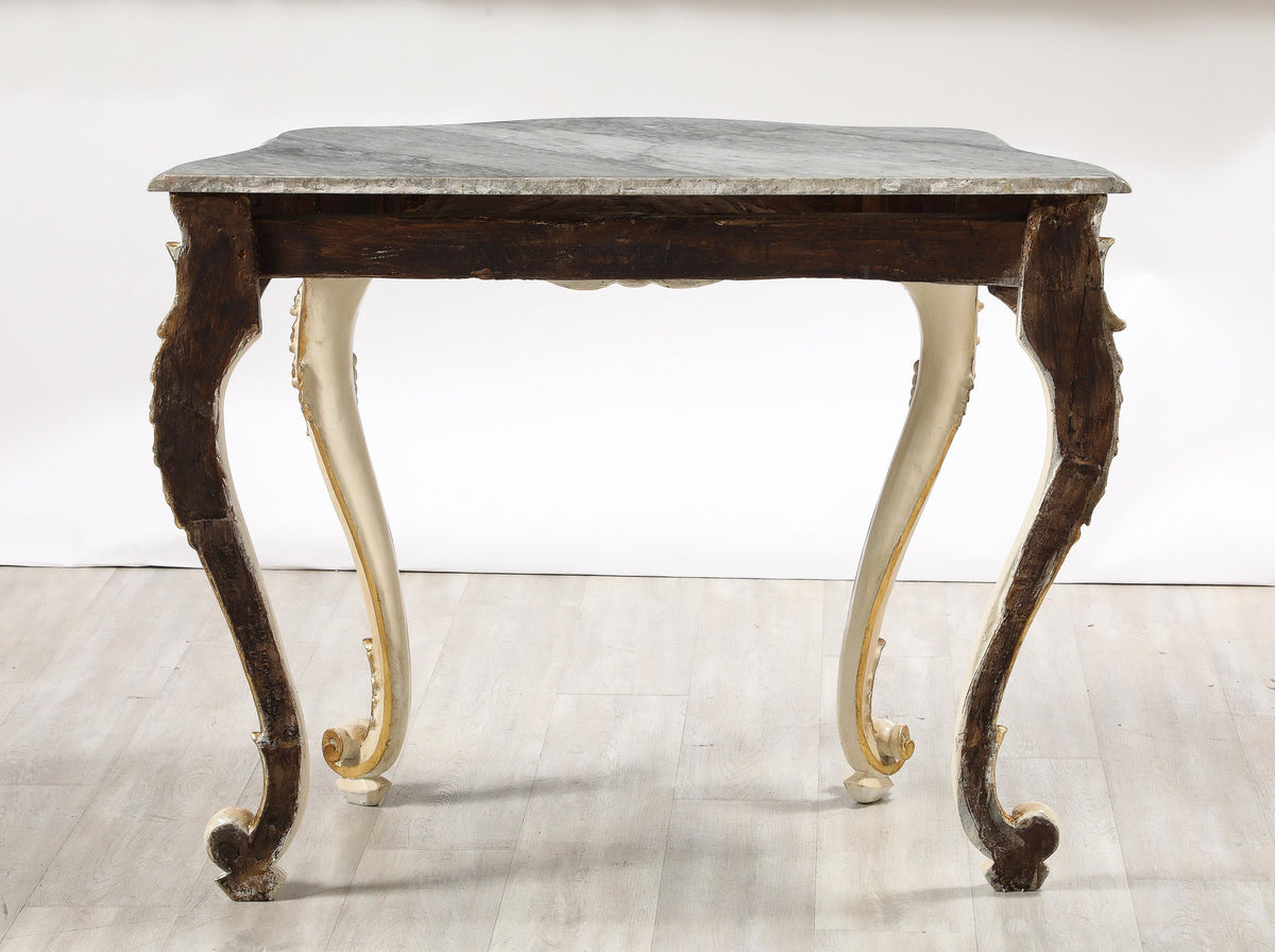 Italian Rococo Carved and Gilded Console with Marble Top, circa 1750