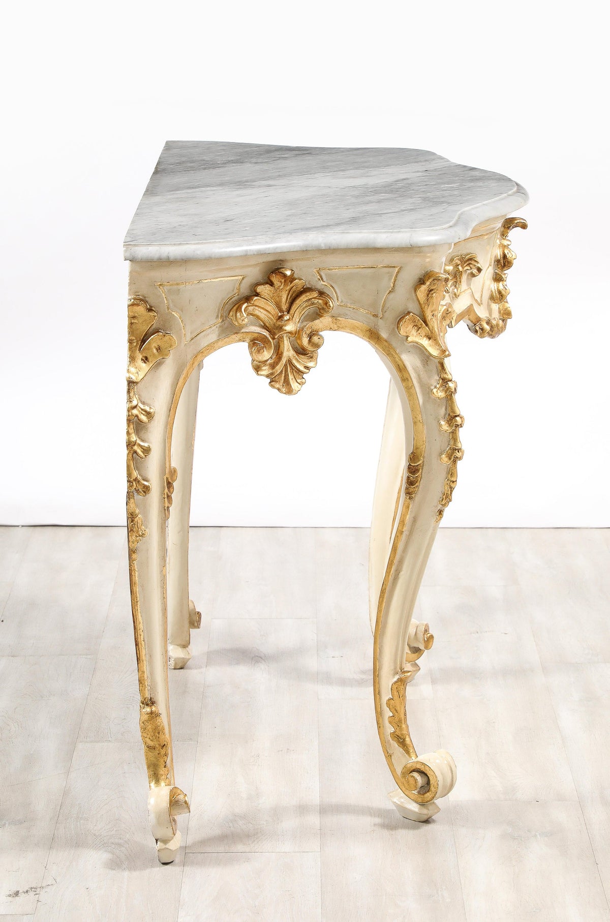 Italian Rococo Carved and Gilded Console with Marble Top, circa 1750