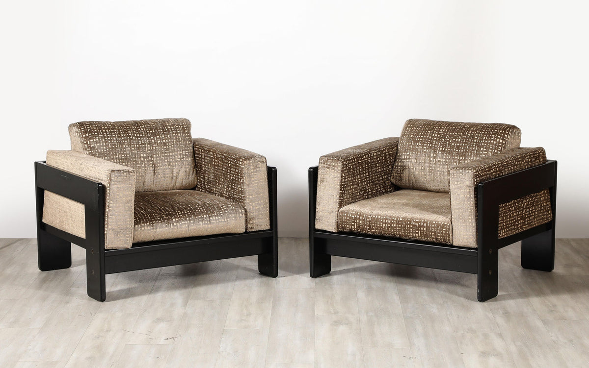 Afra & Tobia Scarpa Bastiano Lounge Chairs, Velvet, Italy, 1960