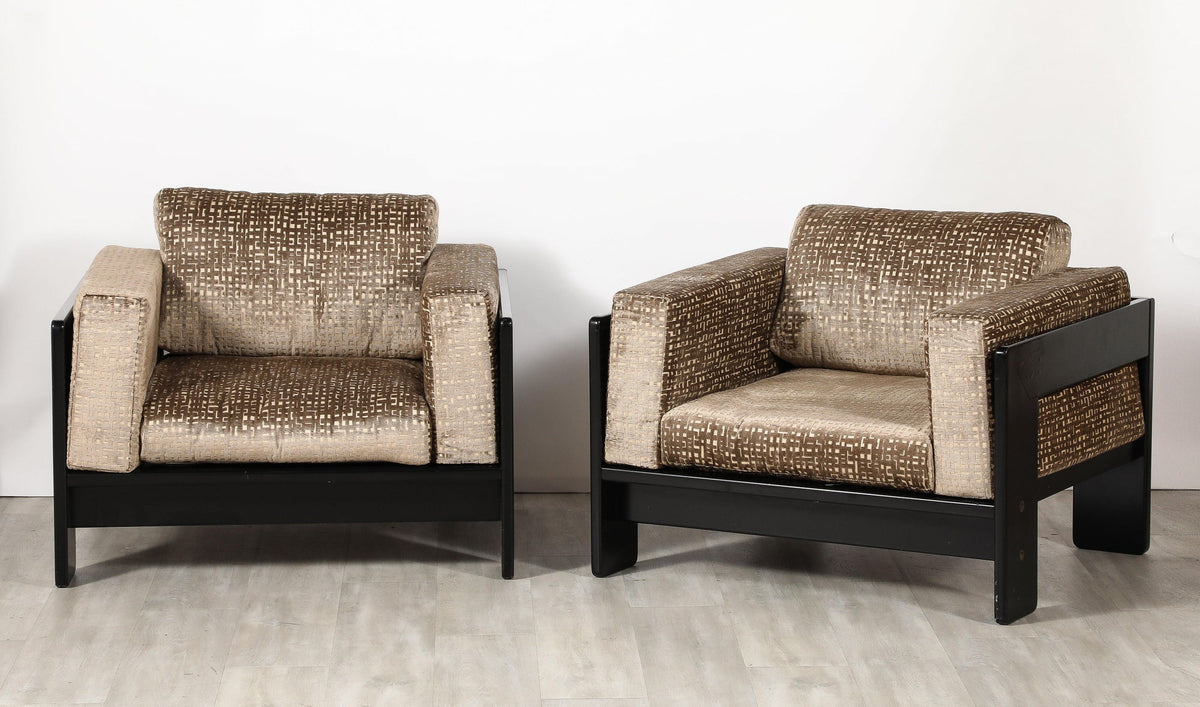 Afra & Tobia Scarpa Bastiano Lounge Chairs, Velvet, Italy, 1960